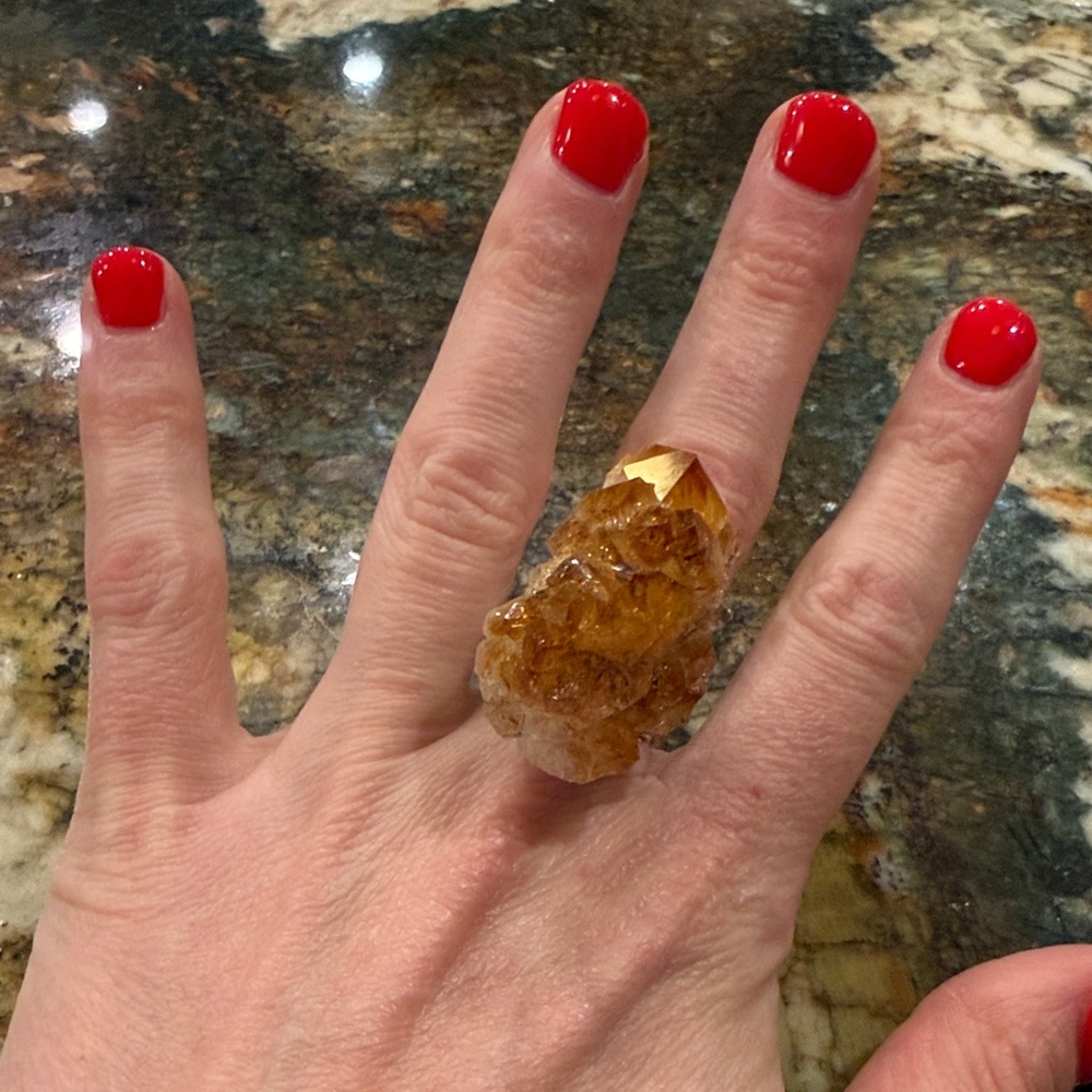 Large Citrine adjustable ring